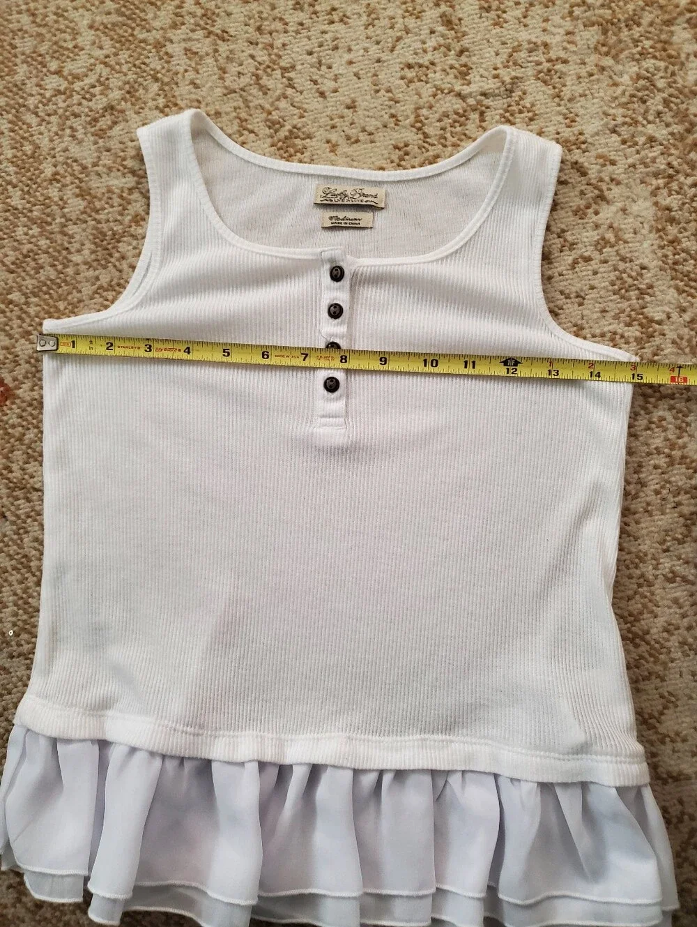 LUCKY BRAND Rib Henley Peplum Tank Top M